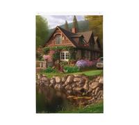 Lakeside Cottage Welcome Garden Flag 0,6 x 0,9 m Double Sided No Fade House Yard Bandiere Foto Sfondo Banner per Cortile Portico Prato Decorazione Esterna