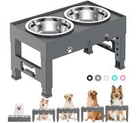 LAKIPETN Ciotole per cani rialzate con 2 ciotole per cibo per cani in acciaio inossidabile, 5 altezze regolabili, ciotola per cani rialzata regolabile a 7,9 cm, 22,9 cm, 25,4 cm, 27,9 cm, 30,5 cm,