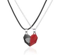 LAKJUOZ 1 Paio Magnetic Necklaces Couple Matching Mutual Attraction Broken Heart Romantic Surprise Gift For Him Her Boyfriends, Stainless Steel Leather Regali Per Lei Fidanzata
