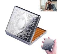LAKJUOZ 1 Pezzo Portasigarette In Metallo Argento Custodia Per Pacchetto Di Sigarette Portasigarette Per 20 Sigarette Da Regular Sottile Porta Sigarette Leggero Extra Astuccio Per Uomo E Donna