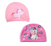 LAKJUOZ 2 Pezzi Pink Children'S Swimming Cap, Girls' Swimming Cap, Newborn Swimming Cap, Unicorn Pattern, Swimming Cap For Girls From 1 To 7 Years Cuffia Piscina Bambina