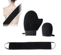 LAKJUOZ 3 Pezzi Guanto Autoabbronzante Viso E Corpo,Tiro All'Indietro,Doppia Faccia Guanto Autoabbronzante Per Crema Abbronzante Corpo, Spray Autoabbronzante, Olio Abbronzante (Nero)