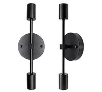 LAKONEI Illuminazione da Parete Vintage per Bagno Nero 2 Pezzi Lampada da Soffitto Lampada da Parete con 2 Luci Applique da Parete Interno Industriale Moderna Lampada da Specchio per foyer
