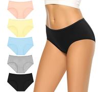 Lakpoau Mutande Donna Cotone Slip Vita Media - Pacco da 5 Culotte Comode Traspirante Elastico Intimo Multicolore UN1 S