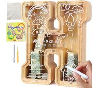 Lakpopya Salvadanaio Bambini Grande in Legno con Lettere A-Z