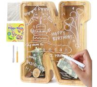 Lakpopya Salvadanaio Bambini Grande in Legno con Lettere A-Z