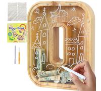 Lakpopya Salvadanaio Bambini Grande in Legno con Lettere A-Z