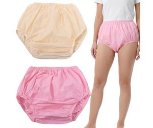 LAKPYN 2 Pezzi Mutande Incontinenza Donna E Uomini, Pantaloncini Per Adulti, Anti-Perdite,Idrorepellente, Riutilizzabili, Per Persone Di Mezza Età E Anziane, Taglia L (Rosa + Beige)