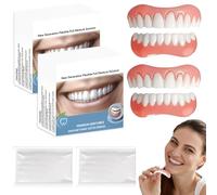 LAKPYN 2 Pezzi Su E Giù Protesi Dentale Silicone,Dentiera Provvisoria,Con Dentizione Da 10g, Unisex,Accessori Cosplay Per Un Sorriso Perfetto