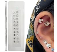 LAKPYN 20 Pezzi Ricarica Confezione Monouso Pressa Per L'orecchio Semi Agopuntura Vaccaria Gesso Massaggio Dell'orecchio Bean Auricoloterapia,con aghi da massaggio e punti di agopressione(D)