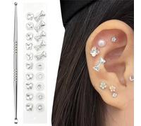 LAKPYN 20pcs Kit di Adesivi Auricolari Ear Seeds, Kit per Agopuntura Include penna per agopuntura, Semi Auricolari Monouso, Cerotto Verticale per Orecchie, Adesivi Cosmetici, Kit per Ear Seeds(C)