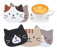 LAKPYN 5 Pezzi Sottobicchieri decorativi in silicone, sottobicchieri silicone a forma di gatto, per scrivania, ufficio, bevande, mobili e cucina