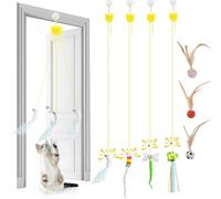 LAKPYN 7 Pezzi Interattivi Gioco Gatto da Interno Set Con 3 pezzi di palle Rimbalzanti,Con Campana Piume,Per Esercizio Alleviare La Noia