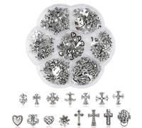 LAKPYN 75 Pezzi charm unghie, nail charms, ciondoli a forma di croce, in metallo, per nail art, con cuori gotici e teschi, per manicure, decorazioni per unghie