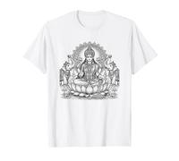 Lakshmi Dea indù Lotus Prosperità Sacra Line Art Maglietta