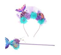 LALADEFIEE 1set Accessori Da Festa Per Bambine Magico e Cerchietto Da Sirena Per Compleanni e Carnevali Decorazioni Per Feste Tema Sirena