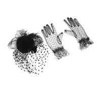 LALADEFIEE 1set Elegante Di Cappello e Guanti Retro Per Feste Di Laurea Accessorio Moda Per