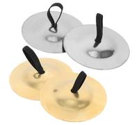 LALADEFIEE 2 paia Cymbali per Danzatori Oro e Argento Strumenti Musicali per Danza Del Ventre Piccoli Cymbali per Mani per Creare Festose e Sviluppare Ritmo Nei