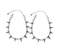 LALADEFIEE 2 pezzi Collana Punk Vintage da Donna Uomo con Borchie Punta Girocollo Street Style Gotico Retrò per Party e Look Casual