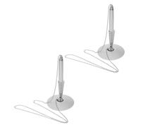 LALADEFIEE 2 Pezzi Penna da Banco con Base Adesiva e Cordino Molla | Metallo Argento, Scrittura Fluida, Previene la Perdita, per Banco Receptione e Cattedra, Design Minimale