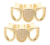 LALADEFIEE 2pezzi Denti in Metallo Design Hip Hop Accessori Decorativi in Zircone per Cosplay e Travestimenti Copridenti Unici per Ogni Occasione