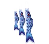 LALADEFIEE 3pezzi Decorazioni da Appendere a Forma di Carpa in Poliestere Blu, Effetto Decorativo e Segnavento per Giardino Esterno e Porta, Stile Delicato e Adatto al Cortile
