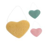 LALADEFIEE 3pezzi Spugne Per Viso Forma Di Cuore Spugne Cosmetiche Pervare Viso Dischetti Detergenti Per Per Pulizia e Esfoliazione Del