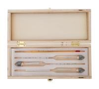 LALADEFIEE 4 Pezzi Alcolometro e Termometro per Misurare Gradazione Alcolica Tester Alcool per Distillati con Custodia in Legno Strumenti Precisi per Grappa Whisky e Liquori Fatti in Casa