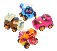 LALADEFIEE 4 pezzi Auto Giocattolo Pull Back Resistenti in Plastica per Automobili Compatte e Sicure per Ragazzi e Ragazze Gioco Stimolante e Durevole Colore Casuale Colore Casuale