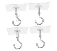 LALADEFIEE 4 Pezzi Ganci da Soffitto Autoadesivi per Piante Campanelli Vento e Lanterne Foratura Adesivo Forte per Superfici Lisce come Piastrelle Vetro e Metallo Supporti Resistenti per Uso