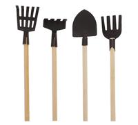LALADEFIEE 4 pezzi Mini Attrezzi da Giardinaggio per Rastrello Piccolo Badile Piccola Forchetta e in Miniatura per Casa delle Bambole Accessori Rustici per Orto e Giardino Esterno Strumenti