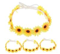 LALADEFIEE 4pezzi Coroncine Di Fiori Girasole Per Adulti Fasce Eleganti Per Matrimonio Festival Spiaggia e Feste