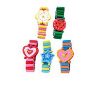 LALADEFIEE 5 pezzi Braccialetti Orologio in Legno Ecologico Colorati e Cartoon Giochi Simulazione Sicuri e Resistenti Compleanno Interattivo Colore Casuale Colore Casuale