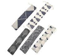 LALADEFIEE 5 pezzi Organizer in Cotone e Lino con Chiusura Coulisse per Cannucce e Posate Leggere e Pieghevoli Custodia da Viaggio Pratica per Sacchetti Bagaglio e Borse Portaoggetti