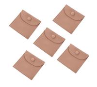 LALADEFIEE 5 pezzi Sacchetti pieghevoli in morbido tessuto resistente con patta Piccoli contenitori per accessori e collane Colore marrone 8x8 cm 5 pezzi