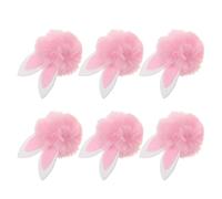 LALADEFIEE 6 Pezzi Fermagli per Chioma con Palla di Pompon a Forma di Coniglietto di Peluche Rosa, Accessori Fai da Te per Decorazioni Pasquali e Ghirlande Primaverili, Decorazione Leggera