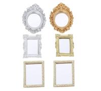 LALADEFIEE 6 Pezzi Miniature Vintage Mirrors For Dollhouse Ornate Resin Frame Tiny Wall Mirrors For Bedroom Bathroom Living Decor Lightweight And Dollhouse Accessories