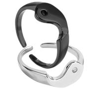 LALADEFIEE Anelli da Accoppiamento Yin Yang Decorativi in Lega Eleganti e Confortevoli per Fidanzamento Occasione Speciale Dimensioni 2X2X0,5 CM