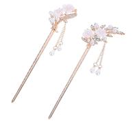 LALADEFIEE Bastoncini per Chioma Vintage con Fiori e Nappe Forcine in Stile Cinese per Donne Accessori Chioma Retrò per Feste e Acconciature Classiche Set 2 Pezzi Rosa Oro