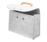 LALADEFIEE Borsa in Feltro con Manico in Legno Organizer Documenti Capiente per Ufficio e Business Custodia per Laptop e File Borsa Elegante Professionale Grigio