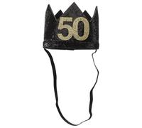 LALADEFIEE Cappello a Corona Decorativa Nero e Oro per Compleanno 50 Anni, Copricapo Festa Design Spesso e Lavorazione Creativa, Cappellino Unico e Comodo per Eventi Memorabili