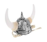 LALADEFIEE Cappello Vichingo con Corna Decorative e Treccia Argento per Cosplay Viking Accessorio Festival e Halloween Casco Antico Romano per Adulto Materiale Plastico Luminoso e