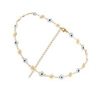 LALADEFIEE Collana Donna Inossidabile Breve con Malocchio e Margherita Catena Clavicola Leggera e Delicata Accessorio Sicuro e Adatto per Feste Regalo per Madre e Amiche