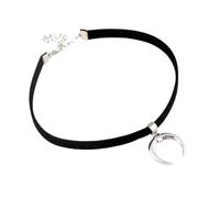 LALADEFIEE Collana Girocollo Nera Corta Ciondolo Mezzaluna, Accessorio per la Clavicola da Donna, Elegante Gioiello per Feste, Shooting Fotografico e Celebrazioni