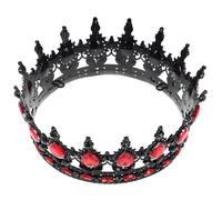 LALADEFIEE Corona Barocca Elegante in Lega con Strass Brillanti Tiara Vintage Nera e Rossa per Donne e Ragazze Accessorio Versatile per Matrimoni Compleanni e Feste Tema Halloween