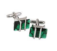LALADEFIEE Cufflinks da Uomo in Rame con Cristalli Verdi Decorativi, 1 Paio di Accessori alla Moda Adatti per Occasioni Speciali come Matrimoni e Festa del Papà