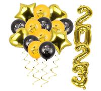 LALADEFIEE Decorazioni Laurea Palloncini Metallizzati in Alluminio per Interni ed Esterni Completo con Stelle e Cuori Oro e Nero Adatti per Fotografie e Festa Laurea