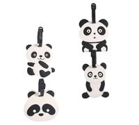 LALADEFIEE Etichette per Bagagli Panda in Pvc Bianco, Set da 4 Pezzi, Design Portatile e Creativo, per Uso Viaggio Protezione delle Informazioni