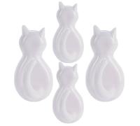 LALADEFIEE Ganci Appendiabiti da Parete Autoadesivi a Forma di Coda di Gatto 4 Pezzi in Plastica Bianca per Cucina Ingresso Bagno Appendino Adesivo per Cappelli Chiavi e Piccoli Oggetti