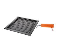 LALADEFIEE Griglia per Barbecue Portatile in Acciaio Inossidabile con Manico in Legno, Facile da Pulire, Quadrata, per Campeggio e Cottura All'aperto